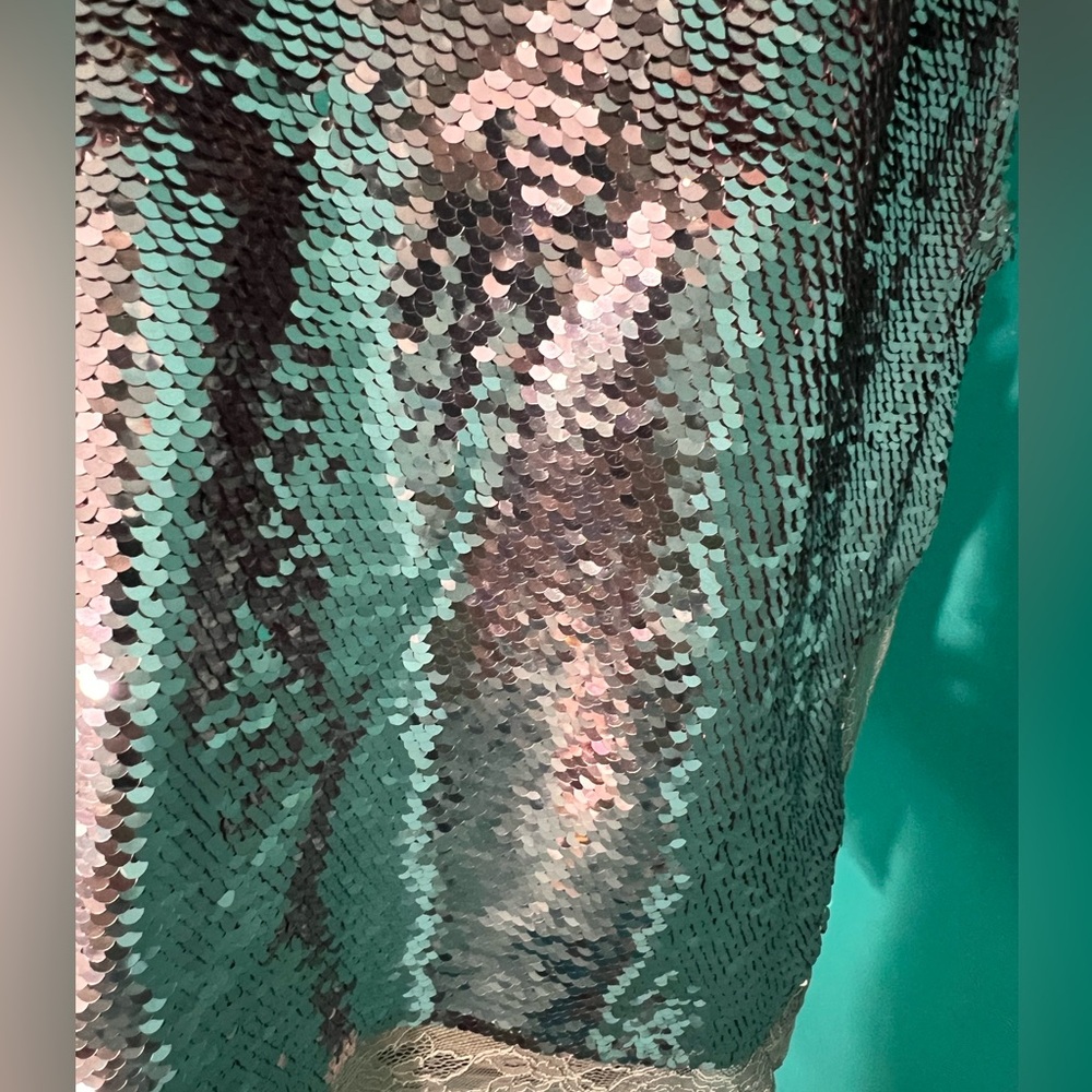 NWT Intimately Free People Rose Gold Sequined Spaghetti Strap Top - Picture 2 of 6